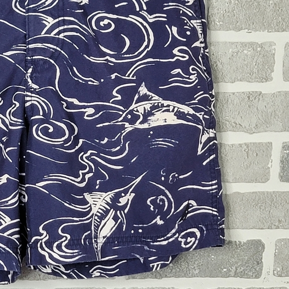 Nautica Vintage Swordfish Print Board Shorts Summer Swim Trunks Men's Size M - Picture 2 of 16